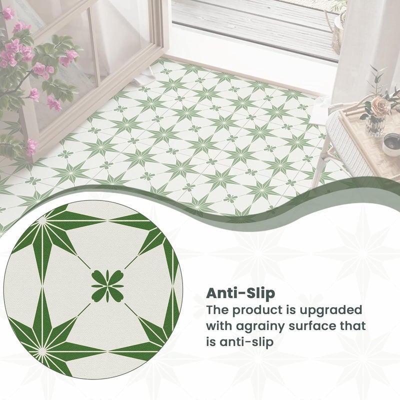 Dureidos Peel and Stick Floor Tiles: 11.8"x11.8" Self-Adhesive Easy to Install Tile Sticker, Waterproof Vinyl Flooring,for Bathroom, Kitchen, Bedroom, 20PCS Covering 20 sq ft Green and White - Image 3